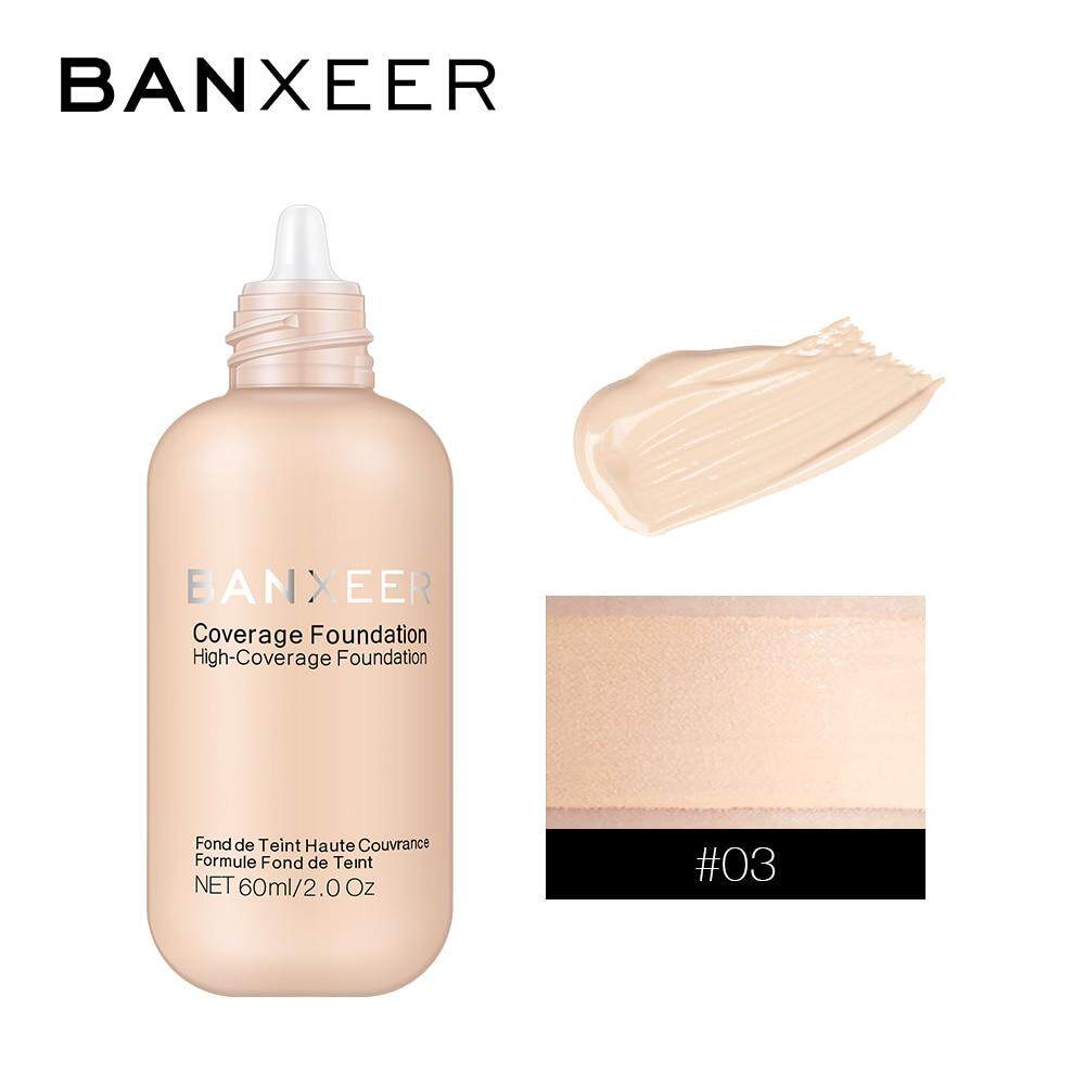 BANXEER รองพื้นแบบบางเบา 60ml เพิ่มความสว่างปกปิดเรียบเนียนติดทนนานควบคุมความมัน Foundation 60ml Matte Long Lasting Full Concealer Foundation Makeup Liquid Cream Natural Base Make Up #BX-11