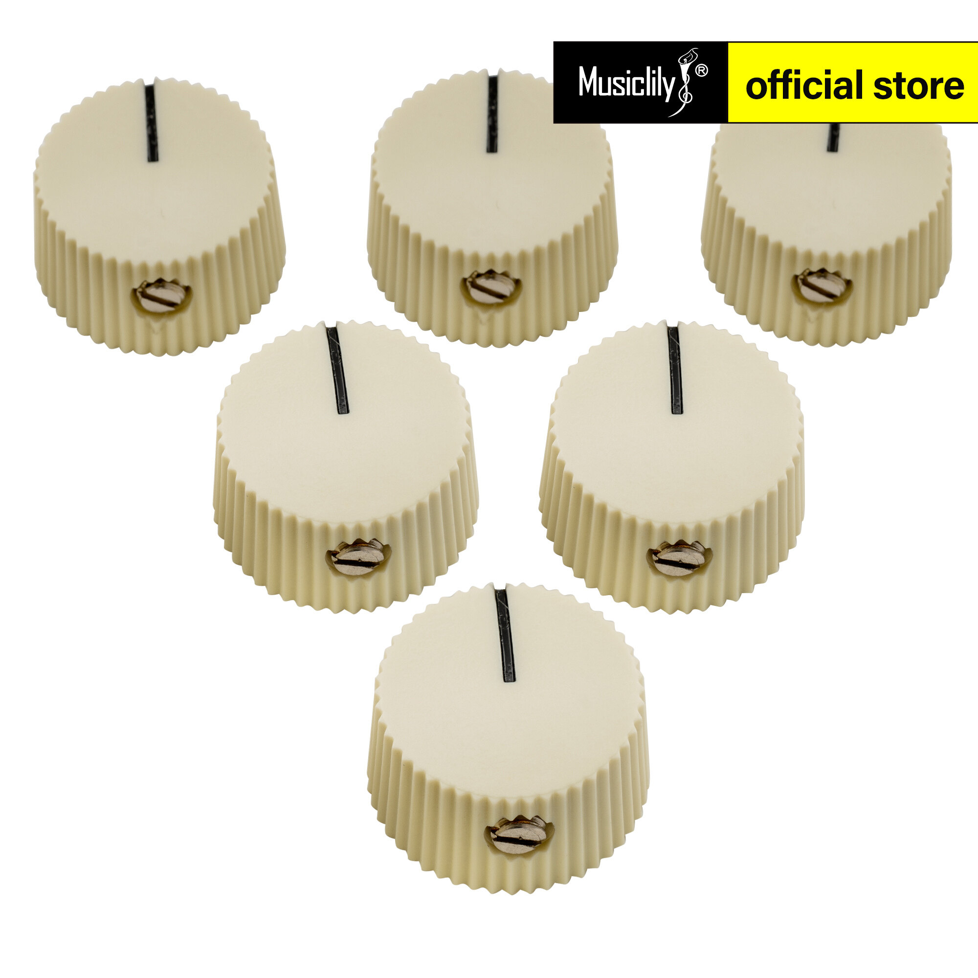Musiclily Pro Imperial 1/4 Inch Plastic Vintage Barrel Guitar Amplifier Control Knobs with Set Screw for Fender Amp Style Universal Pots