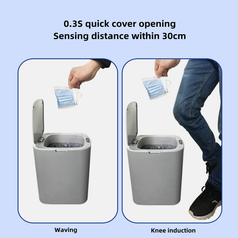 Intelligent induction trash can with lid large capacity stainless steel trash can