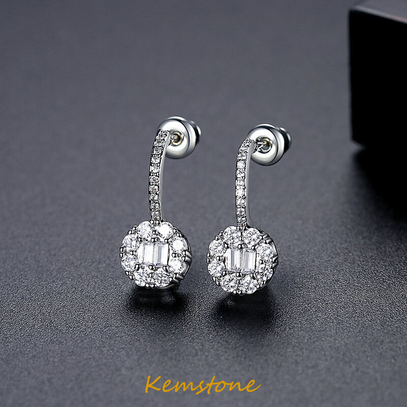 Kemstone Ins Design Ladies Zircon Round Earrings Earrings for Women Ladylike Fashion Jewelry