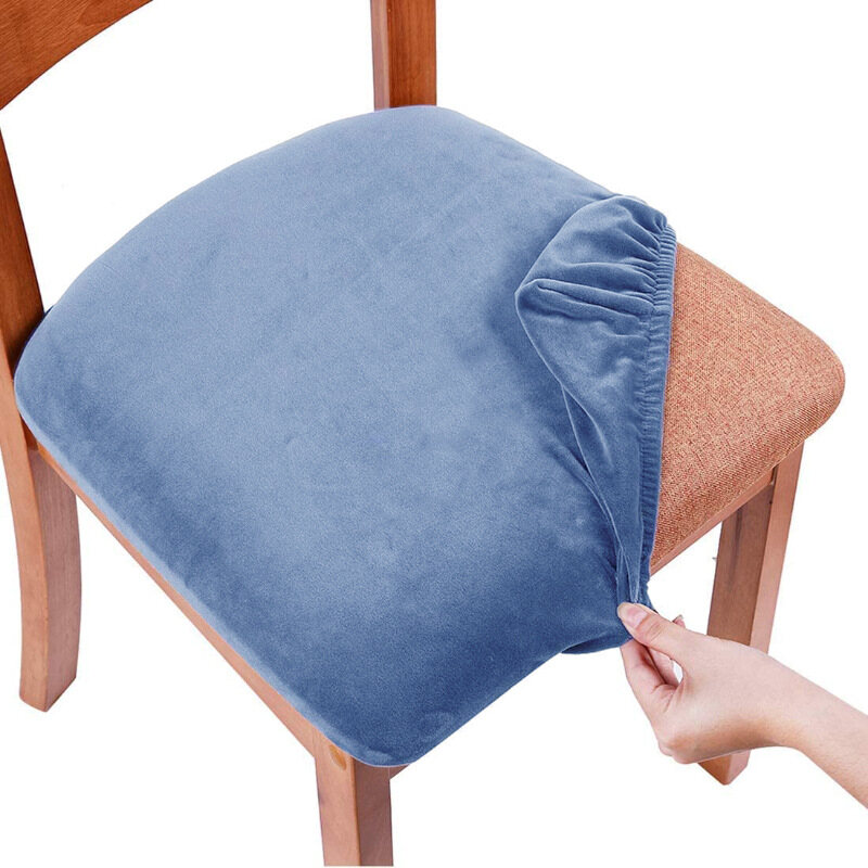 Removable Dining Chair Seat Cover Velvet Chair Covers Stretch Seat Cushion Slipcover Chairs Housse De Chais
