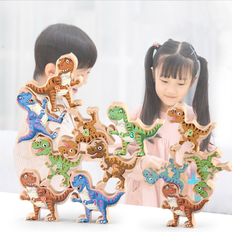 HS Jurassic Dinosaur Stacking Fun Puzzle develops educational toys for 3 years old early education parent-child games children's toys