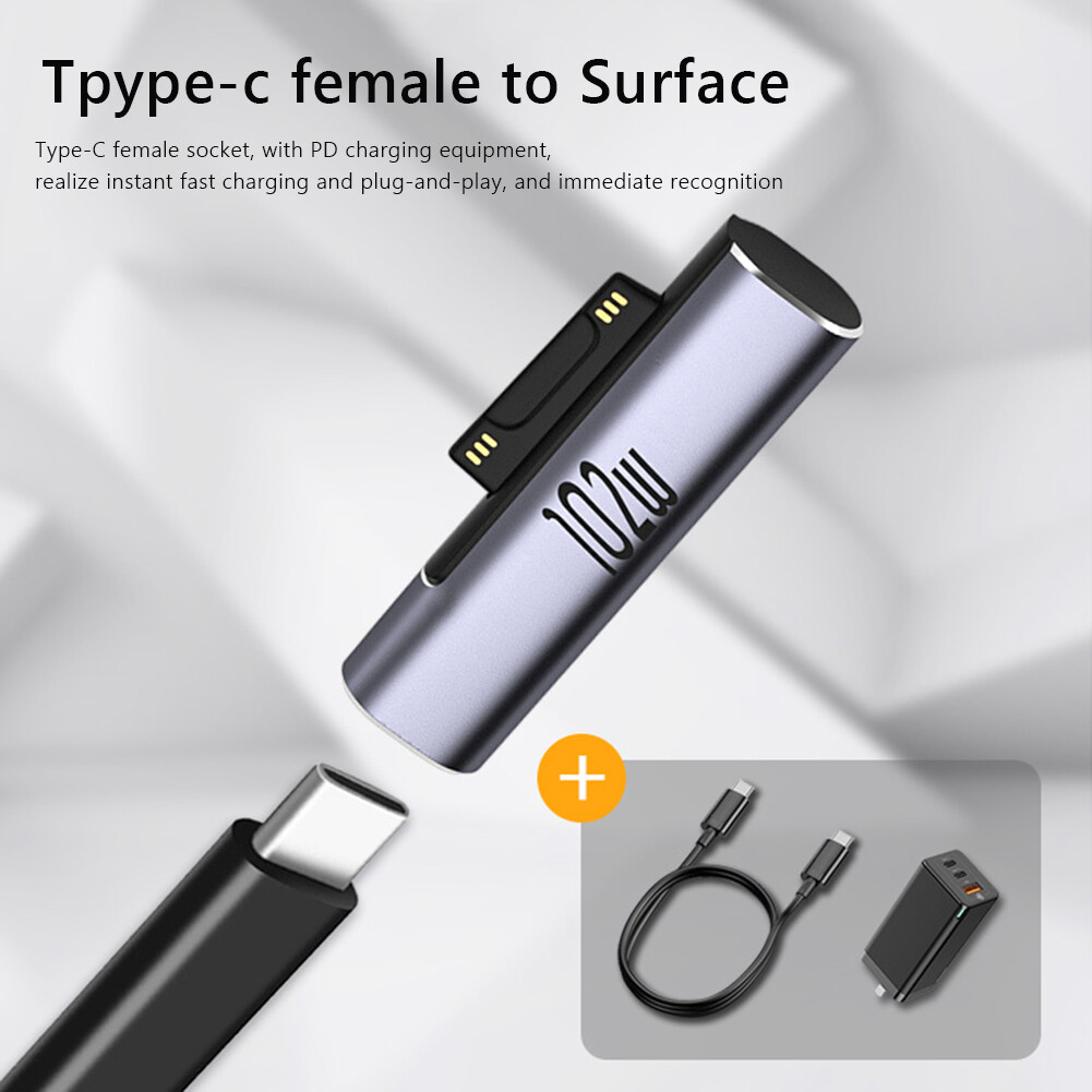 For Microsoft Surface to Type C PD Fast Charging Converter Charger Plug Adapter