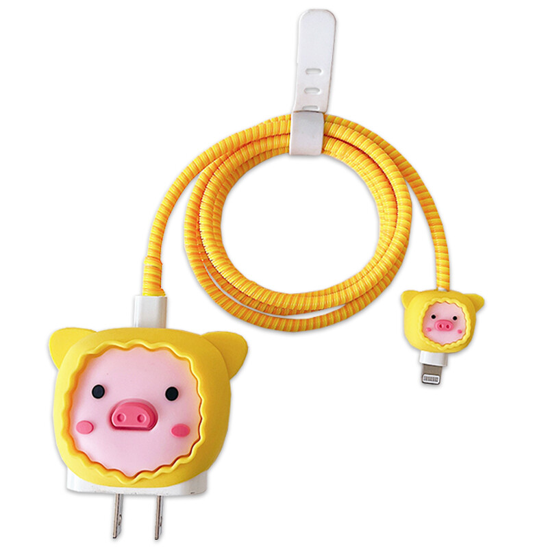 Fashion Barbie Girl Cable Protector for Apple 18W 20W Charger Data Line Cover Sleeve Whole Set with Cable Bite Cable Mobile Phone Charger Head Protection Case