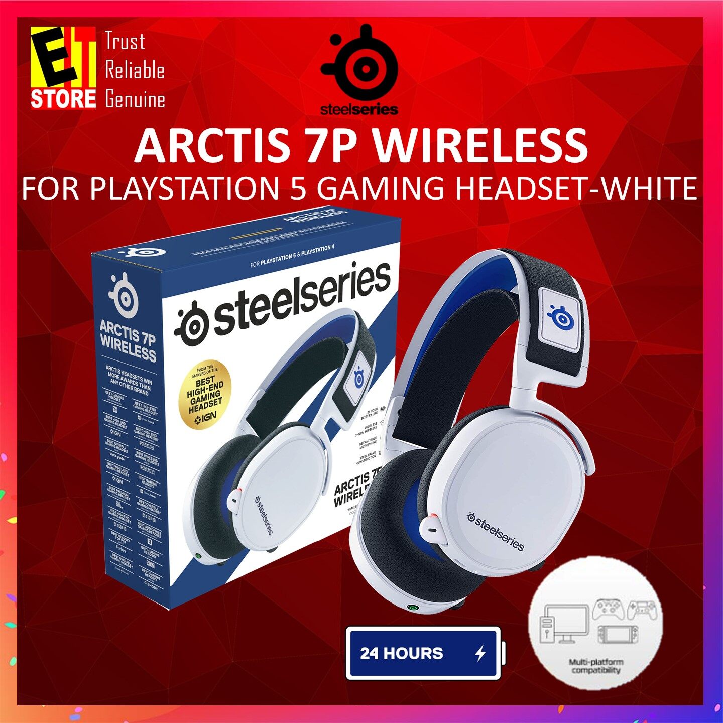 STEELSERIES ARCTIS 7P WIRELESS FOR PLAYSTATION 5 GAMING HEADSET-WHITE  (61467) | Lazada