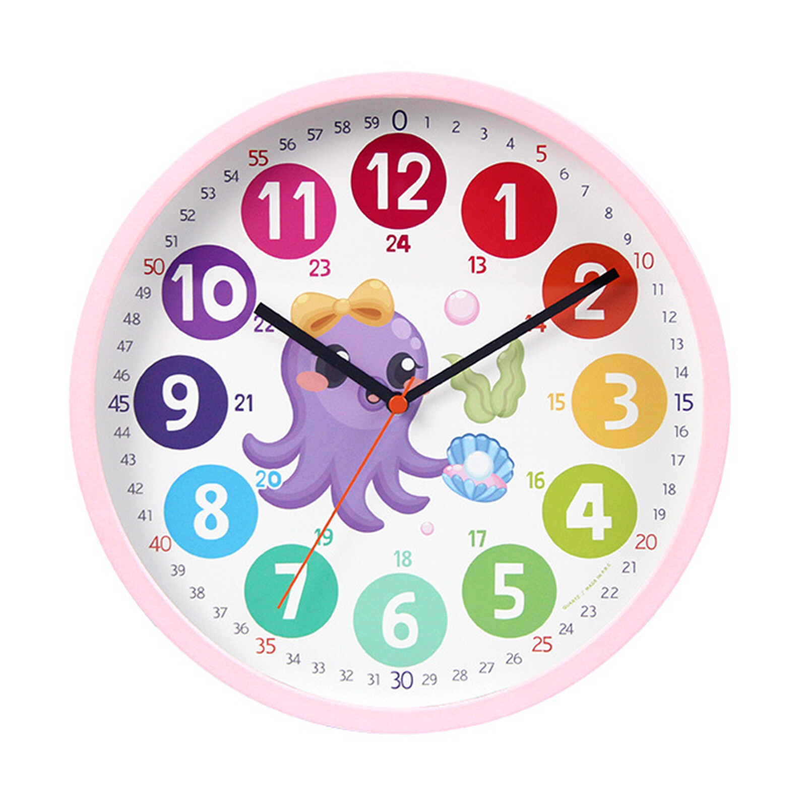 Licao Lighting Kids Wall Clock Cartoon Creative Early Education Learning Clock Multi-style Color Decoration Round Alarm Big Number Print Teaching Clock for Kids Excellent Kids Education
