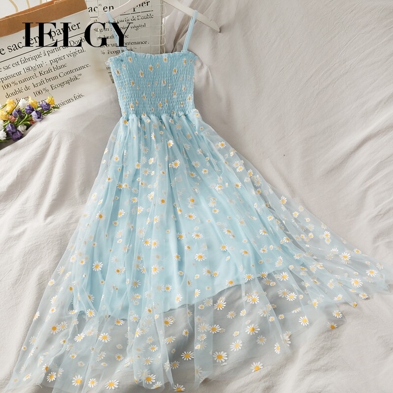 IELGY Pleated waist slimming French retro sleeveless dress women