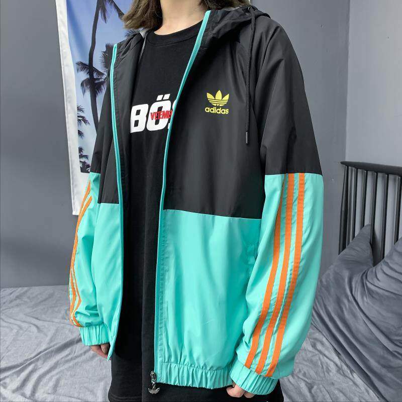 Adidas_Sports Chạy Bộ Áo Khoác Không Thấm Nước, Áo Gió Đôi Dáng Rộng Chất Lượng Cao Áo Hoodie Adidas_Original, Áo Khoác Nam Nhẹ