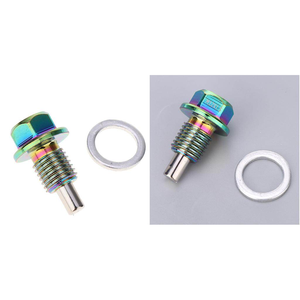 2Pieces M16*1.5 Anodized Magnetic Engine Oil Pan Drain Plug For Subaru