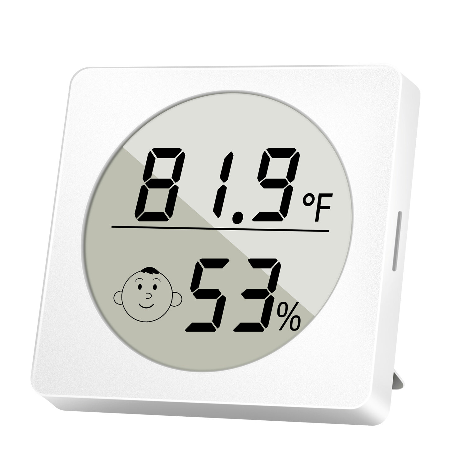 LCD Digital Thermometer Hygrometer Indoor Room Convenient Temperature Sensor Humidity Meter Smiley Bracket Hook Slot