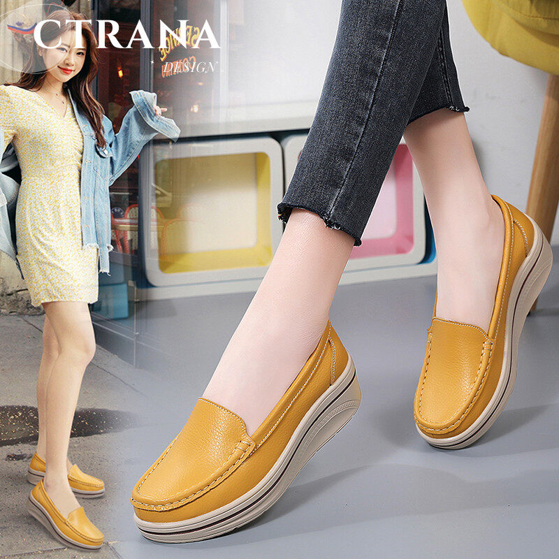 CTRANA Giày Đơn Nữ Mùa Hè Giày Lười Nữ Da Lộn Nhẹ Đế Bằng Giày Lười Nữ
