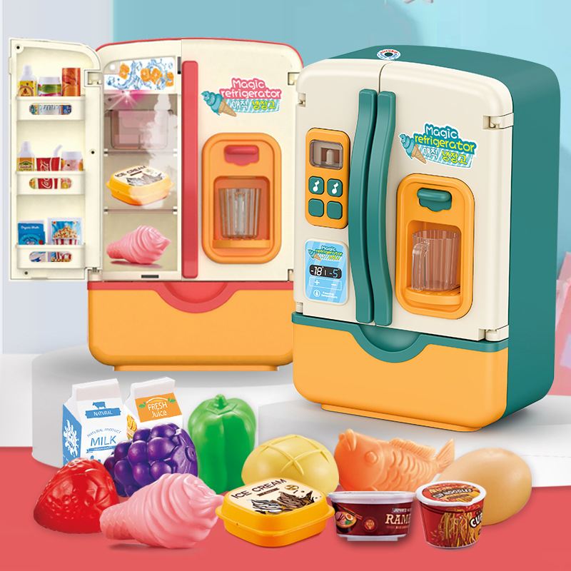 【Ready Stock】 30 Món Đồ Chơi Trẻ Em Giả Vờ, Tủ Lạnh Mô Phỏng Đôi Đồ Chơi Nhà Bếp Mini Giáo Dục, Vai Trò Chơi Đồ Chơi