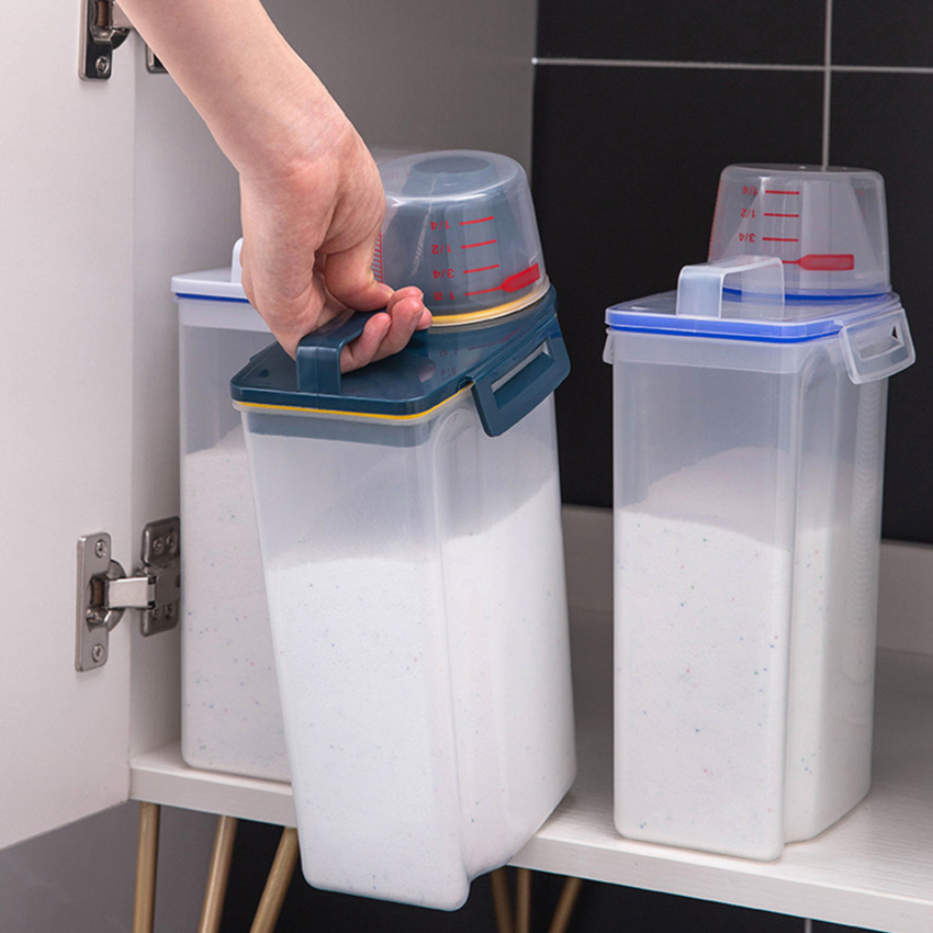 Hộp Đựng Chất Tẩy Rửa Đồ Giặt Gia Dụng Bằng Nhựa Hộp Đựng Đồ Kín Đóng Hộp Cầm Tay Có Nắp