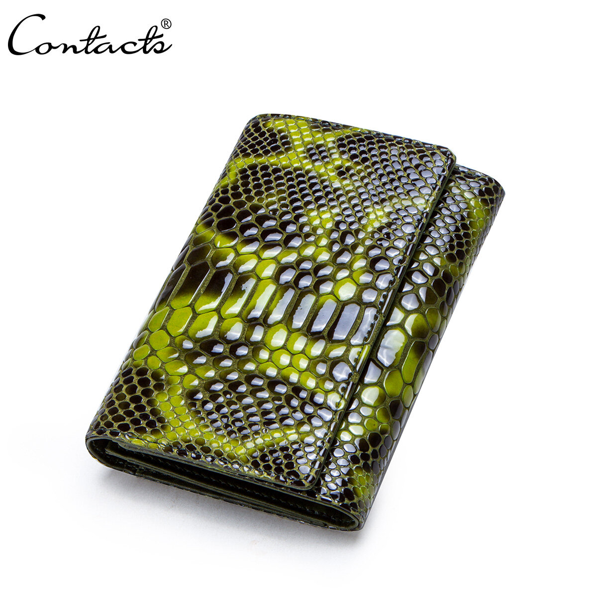 CONTACT'S Genuine Leather Women Wallets Serpentine Purse With Card Holder Lady Fashion Trifold Wallet