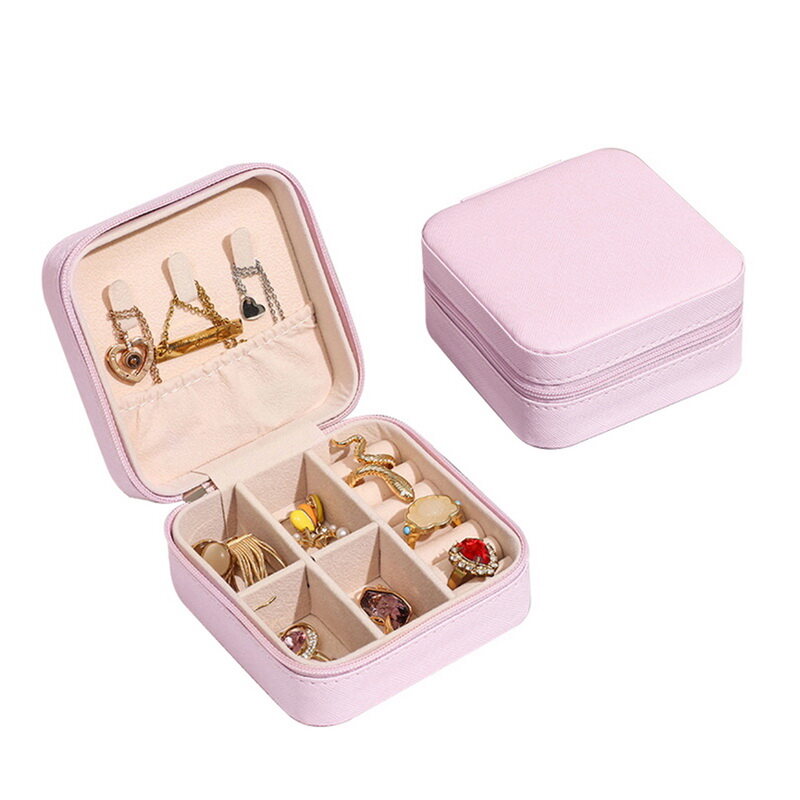 ABL Travel Portable Jewelry Storage Box Leather Earring Holder Jewelry Organizer Display Travel Jewelry Case Boxes