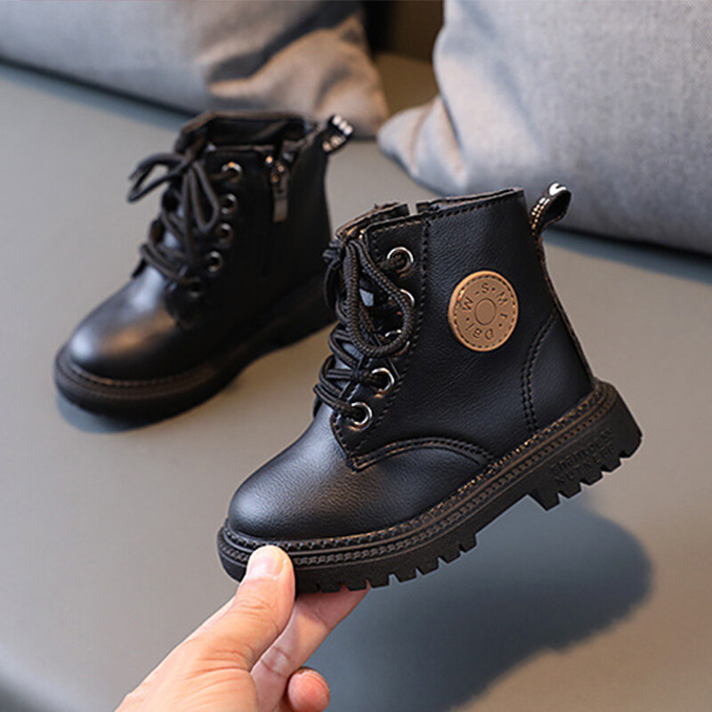 Children's Shoes Boys Girls Leather  Martin boots Anti-kick Soft Ankle Boots