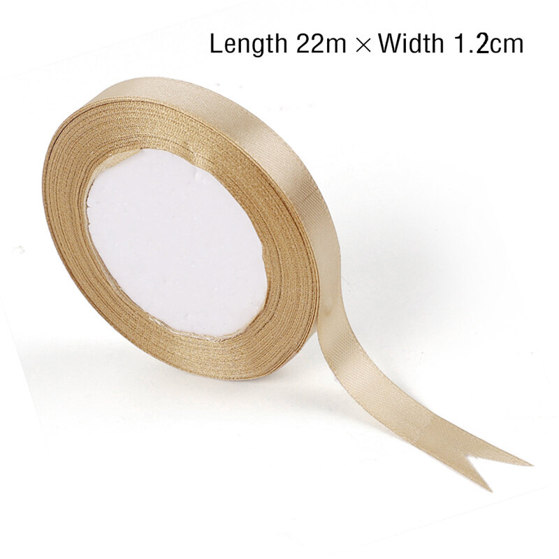 22M/Roll Champagne Satin Ribbon Gift Wrapping Christmas ribbons
