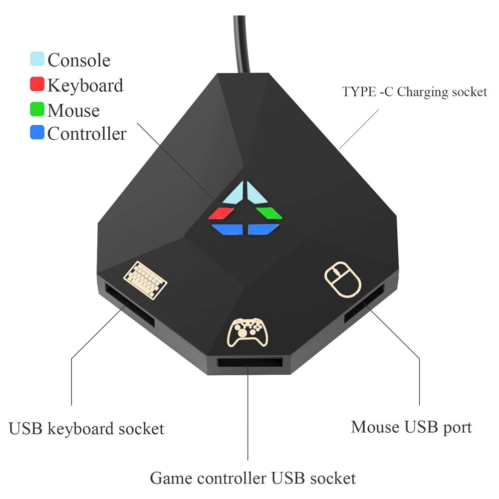 Bộ Chuyển Đổi USB Có Dây Kết Nối NS Bàn Phím Và Chuột Bộ Chuyển Đổi Đèn Báo LED Cho PS4 /PS3/Xbox One/ Xbox 360/ Switch Lite