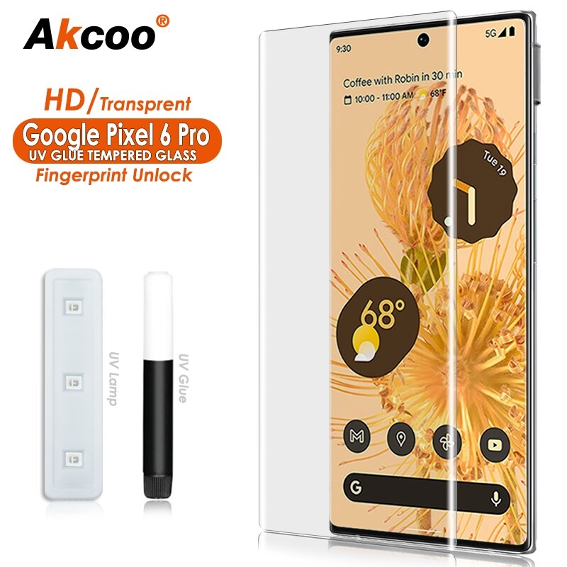 [HOT W] Pixel 6 Pro Screen Protector UV liquid tempered glass full adhesive for Google Pixel 6 Pro 5G Glass film fingerprint unlock
