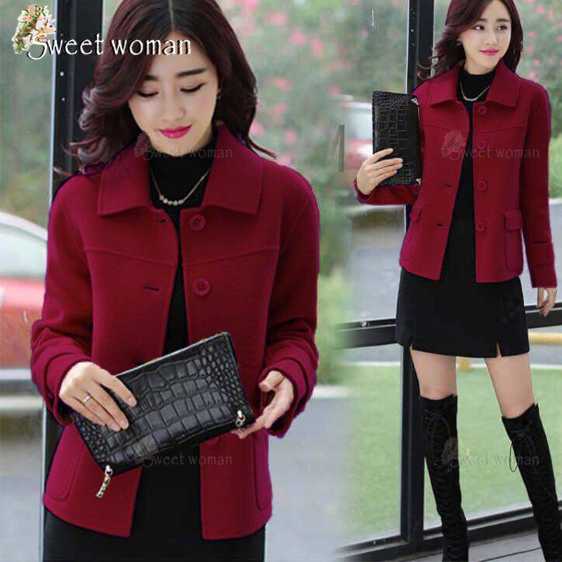 AA18-Áo khoác dạ dành cho nữ dáng ngắn thời trang Hàn Quốc a49