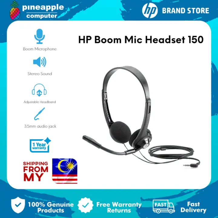 hp boom 150 stereo headset with mic for pc