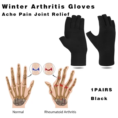 【BLACK】1 Pairs Winter Arthritis Gloves Touch Screen Gloves Anti Arthritis Therapy Compression Gloves and Ache Pain Joint Relief Warm