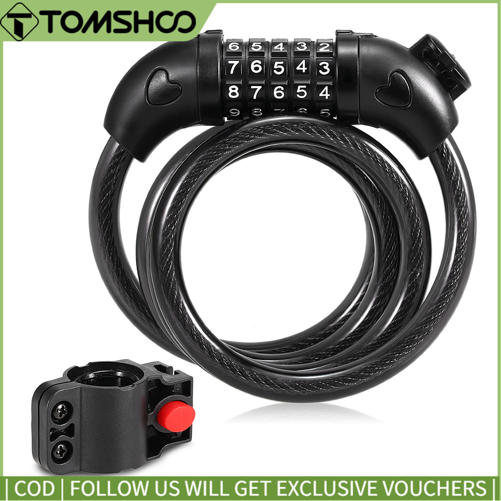Bicycle Coded Wire Lock Anti-theft 5-Digit Coded Lock Anti-shear Safety Cable Chain Lock Waterproof Bike Tyre Shackle