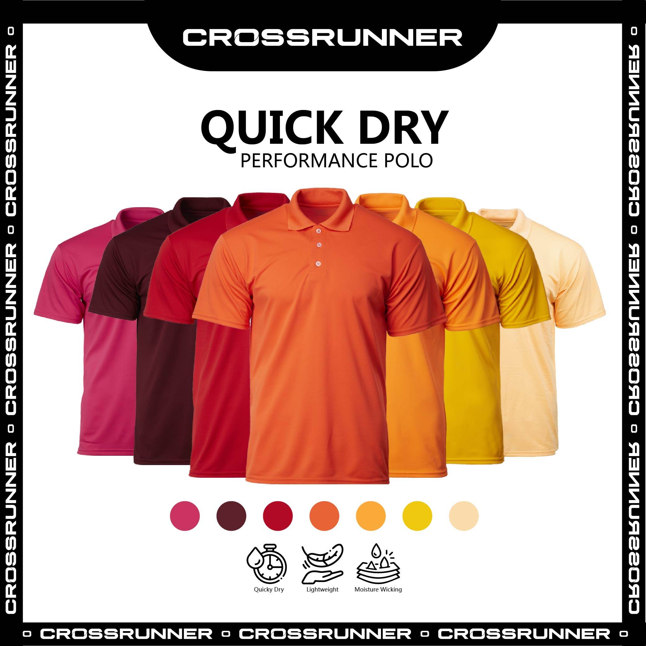 Crossrunner Performance Polo Quick Dry Breathable and Cool Round