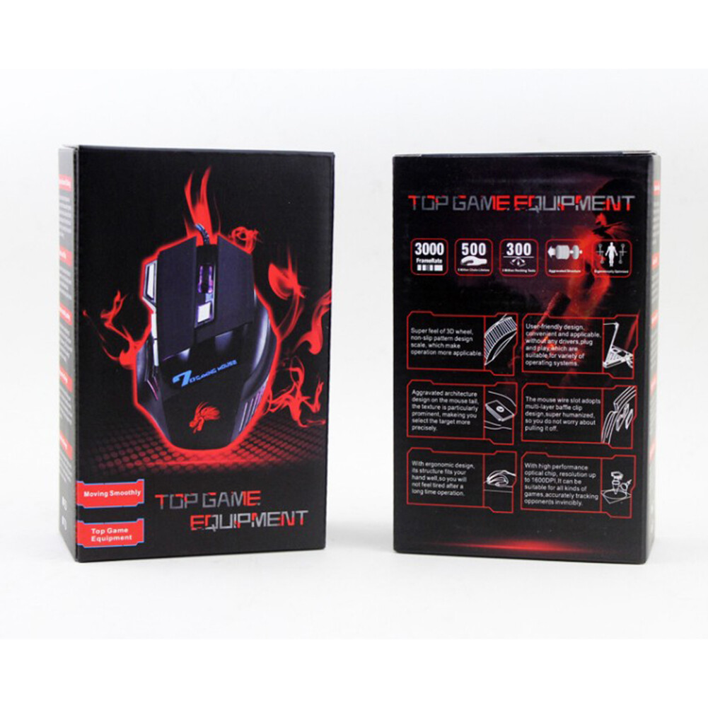 USB Wired Computer PC Gaming Mouse 4 Gears 5500 DPI Backlight Optical Mice