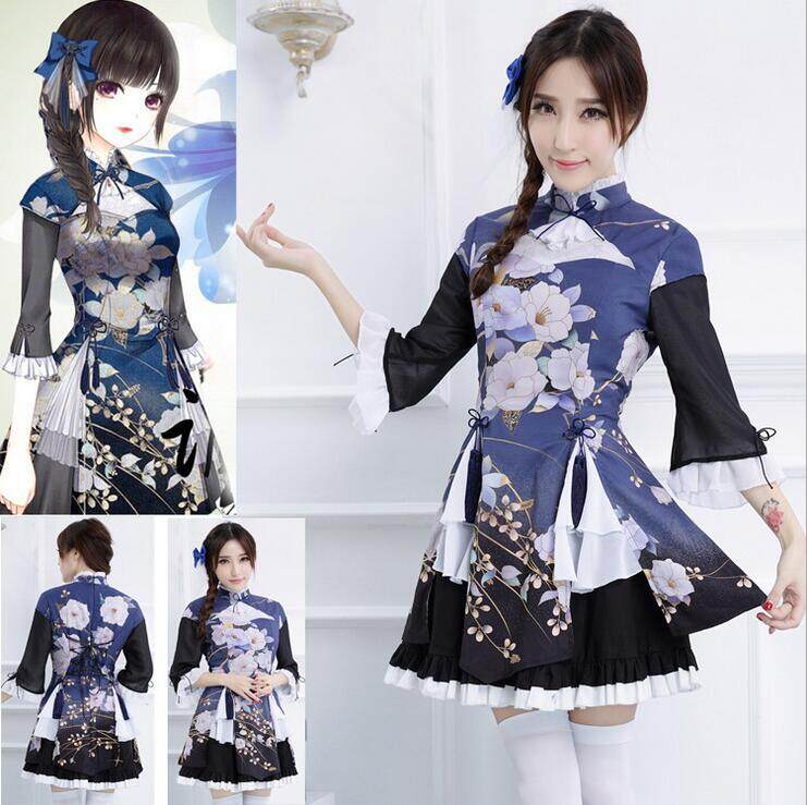 Japanese kimono anime costume maid wear popular game cosplay costume Lolita princess dress
