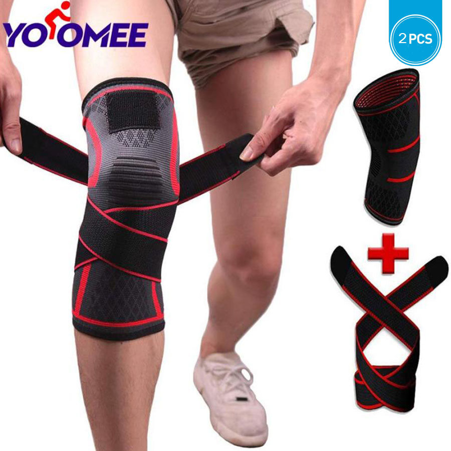 Yoomee 2 Pcs Knee Support Compression Sleeve Knee Pad, Arthritis Wrap Pad, ACL, Running, Pain Relief, Injury Recovery, Basketball Football Badminton and More