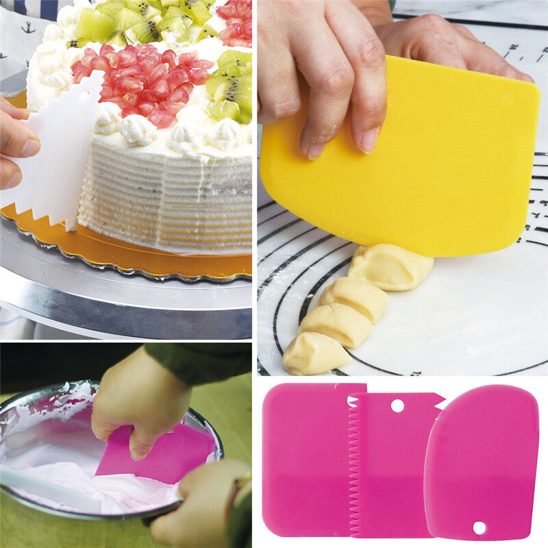 [YESPERY] 3 Cái/bộ Pastry Scraper Công Cụ Kit Dụng Cụ Nạo Bánh Bộ Dụng Cụ Cắt Nấu Ăn Trang Trí Cạnh Lược & Kem Mịn Hơn Dụng Cụ Làm Mềm Bột Bánh Mì