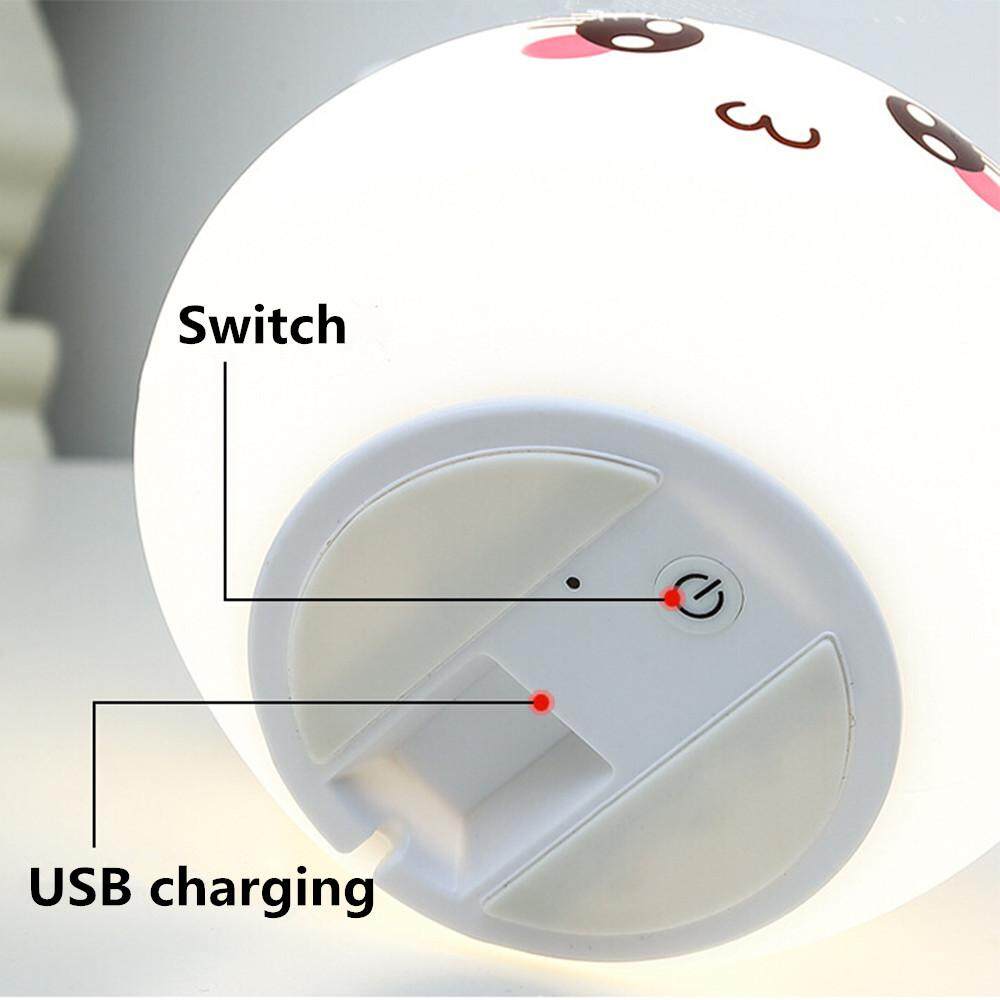 Outops Dễ Thương 7 Màu Sắc Thay Đổi USB Sạc Silicon Tai Thỏ Pat Đèn