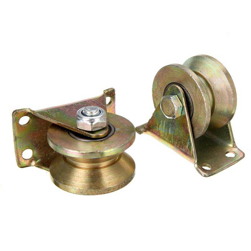 1 Bộ 2 ''Trượt Cổng Con Lăn Thép V Loại Bánh Xe Theo Dõi Rail W/Giá Đỡ 660lb