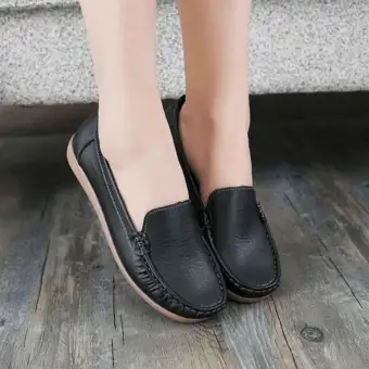 Auburyshop Women\u0027s Fashion Leather Flat Shoes Comfortable Breathable Walking Driving Shoes【Reference EU size chart】