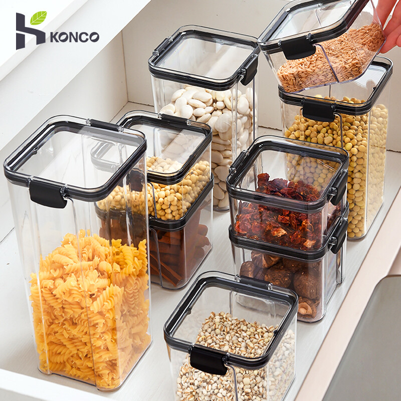 Hộp Đựng Tủ Lạnh Trong Suốt Konco Hộp Nhựa Đựng Thực Phẩm Gia Dụng Có Thể Xếp Chồng Lên Nhau Bể Chứa Gia Vị Ngũ Cốc Hộp Đựng Nhà Bếp Hộp Đựng Hạt Cà Phê, Nhà Bếp Tổ Chức