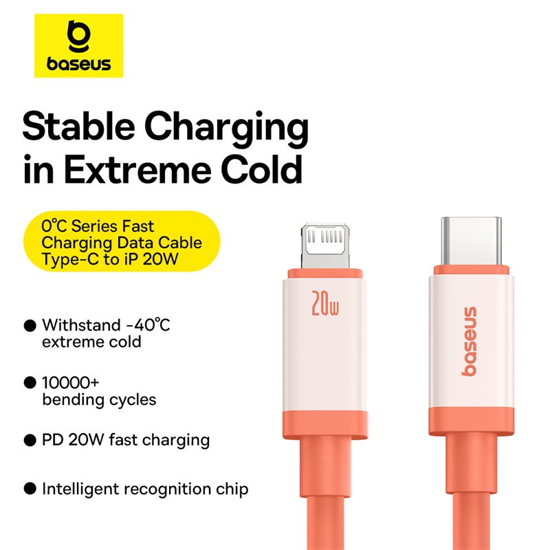 Baseus Chống Đóng Băng 20W Pd USB C Để cáp cho iPhone Sét 14 13 12 Pro Max Nhanh Chóng Sạc Loại C cáp cho iPhone iPad
