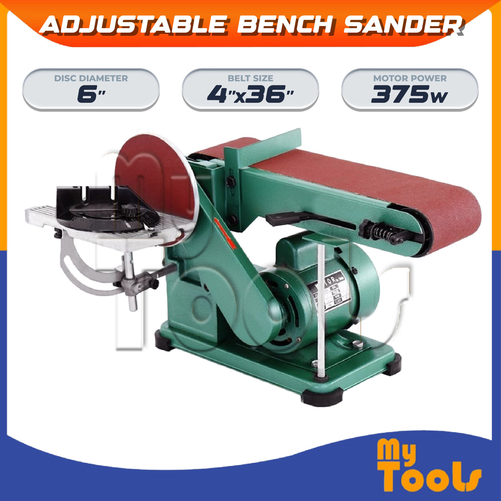 4"x36" Belt & 6" Disc Bench Sander - Tilting Table, Quick Tension Release For Woodworking, Metal, DIY Projects