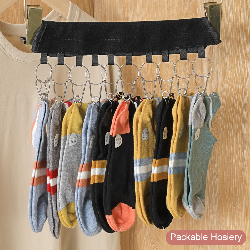 Cap Organizer Hanger, Portable Hat Organizer Holder with Rust-resistant Clips, 10 Stainless Steel Multi-purpose Storage Clips, for Hanging Hat/Socks/Gloves, etc