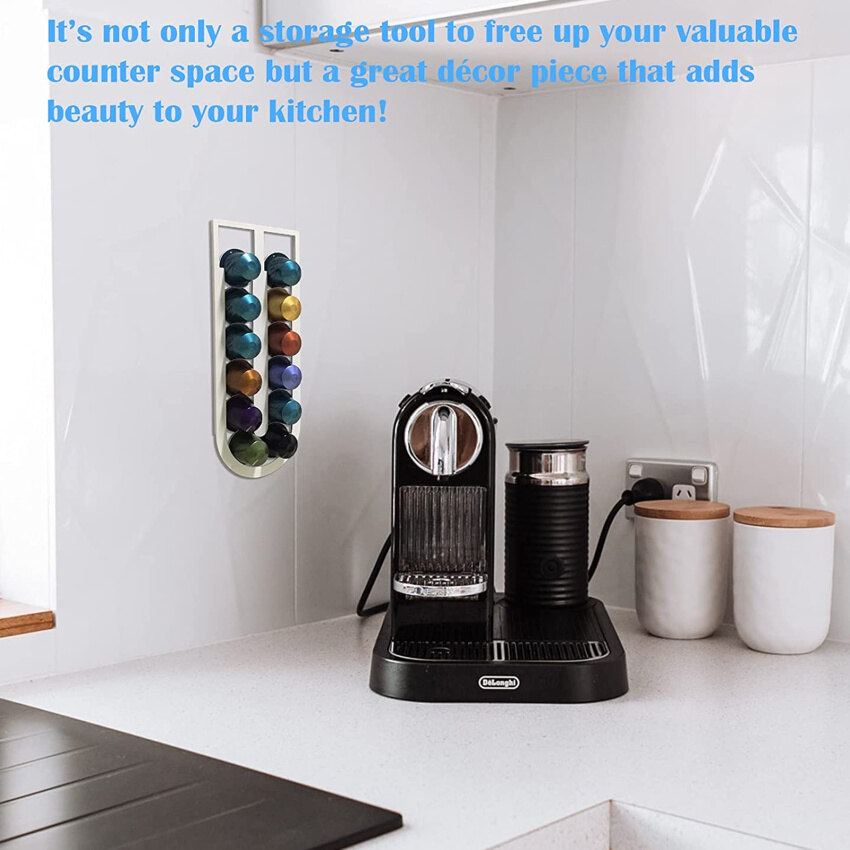 Coffee Capsule Storage Rack, Can Hold 12 Nespresso Coffee Capsules, Wall-Mounted Storage Rack Bracket Display Rack