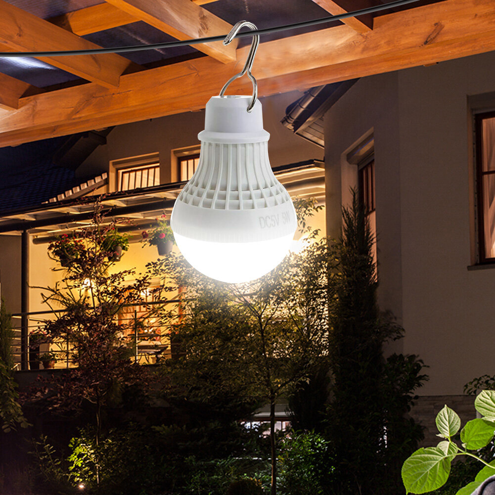 5W LED Camping Bulb Light USB Powered Outdoor Hang Emergency Lantern Lamp