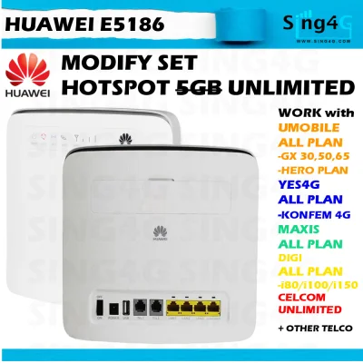 (MODIFIED) Huawei E5186 e5186s22 4G 300Mbps Direct Sim Card Router WIFI 64 + 4 LAN