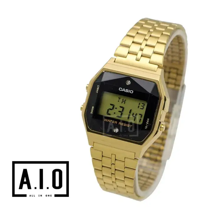 casio gold watch with diamonds