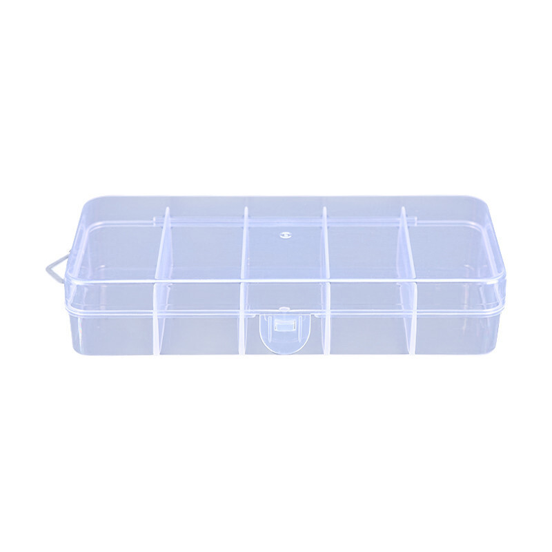 hebeanna Portable Transparent Plastic Storage Jewelry Box Compartment Container Rectangle Five Grid Box For Beads Earring Accessories