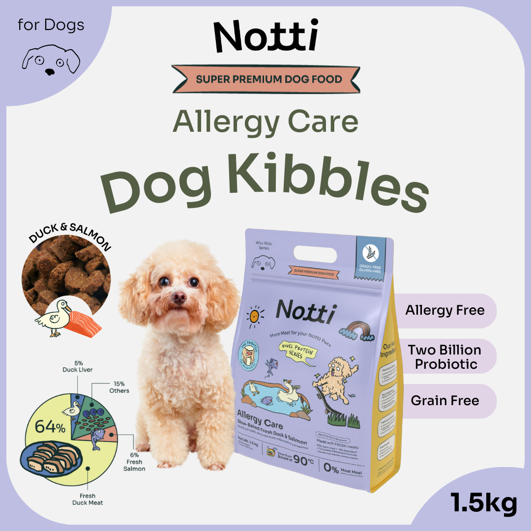 NOTTI Allergy Care Slow Baked Fresh Duck Salmon Dog Food Kibbles Probiotic Prebiotic Cranberry Blueberry Lazada