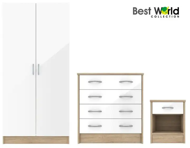Best Mya Bedroom Trio Set Of Wardrobe Chest Of Drawers Night