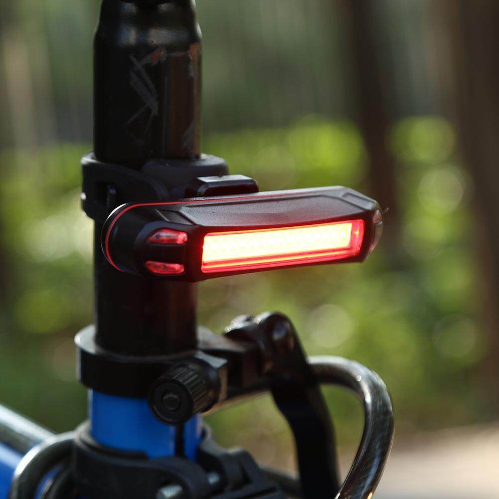 USB ชาร์จ 100lm LED จักรยานไฟท้ายด้านหลังโคมไฟเตือนกันน้ำ