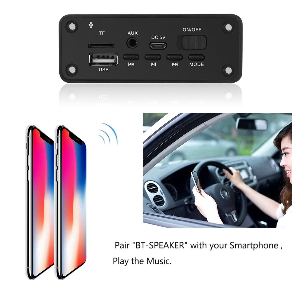 Kebidumei Mô-đun Bảng Mạch Giải Mã Âm Thanh Máy Nghe Nhạc MP3 Bluetooth 5.0 DC 5V Với Bộ Khuếch Đại 6W Ghi Âm USB TF Radio FM Đầu Vào AUX Cho Loa Xe Hơi Gia Đình