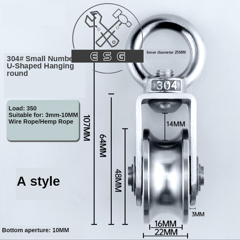 360 Degree Swivel Pulley Lifting Traction Wheel,Stainless Steel Double Bearings Silence Traction Wheel