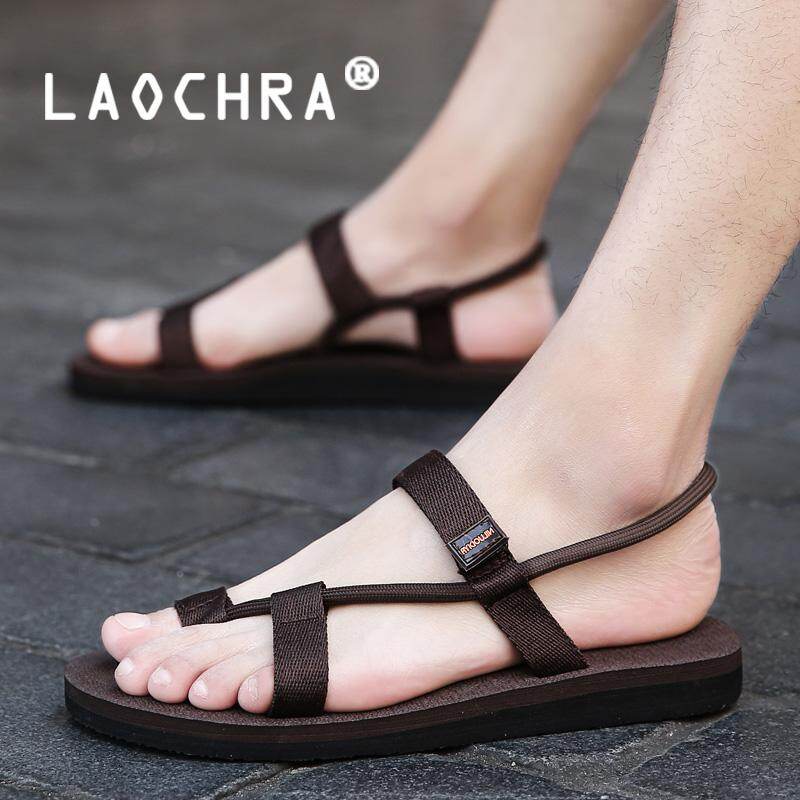 LAOCHRA Couple Shoes Summer Sandals Men Black Gladiator Beach Sandals Women Slippers Sport Water Soft Sole Flat Flip Flops